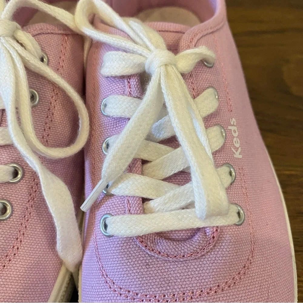 Keds pink sneakers size 7 lace up platform canvas shoes - Picture 10 of 10